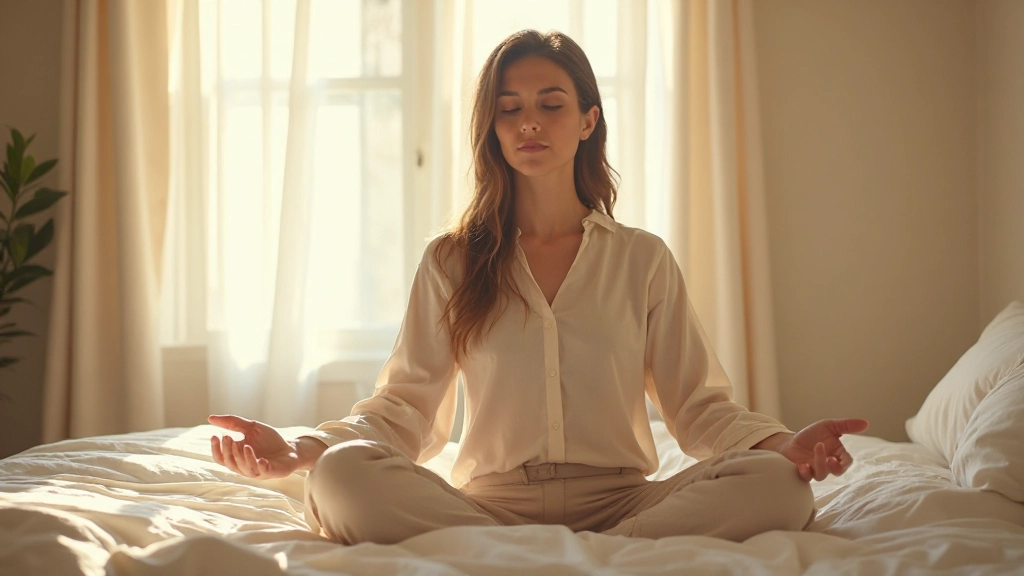 Pessoa em ambiente calmo praticando meditação matinal com luz natural